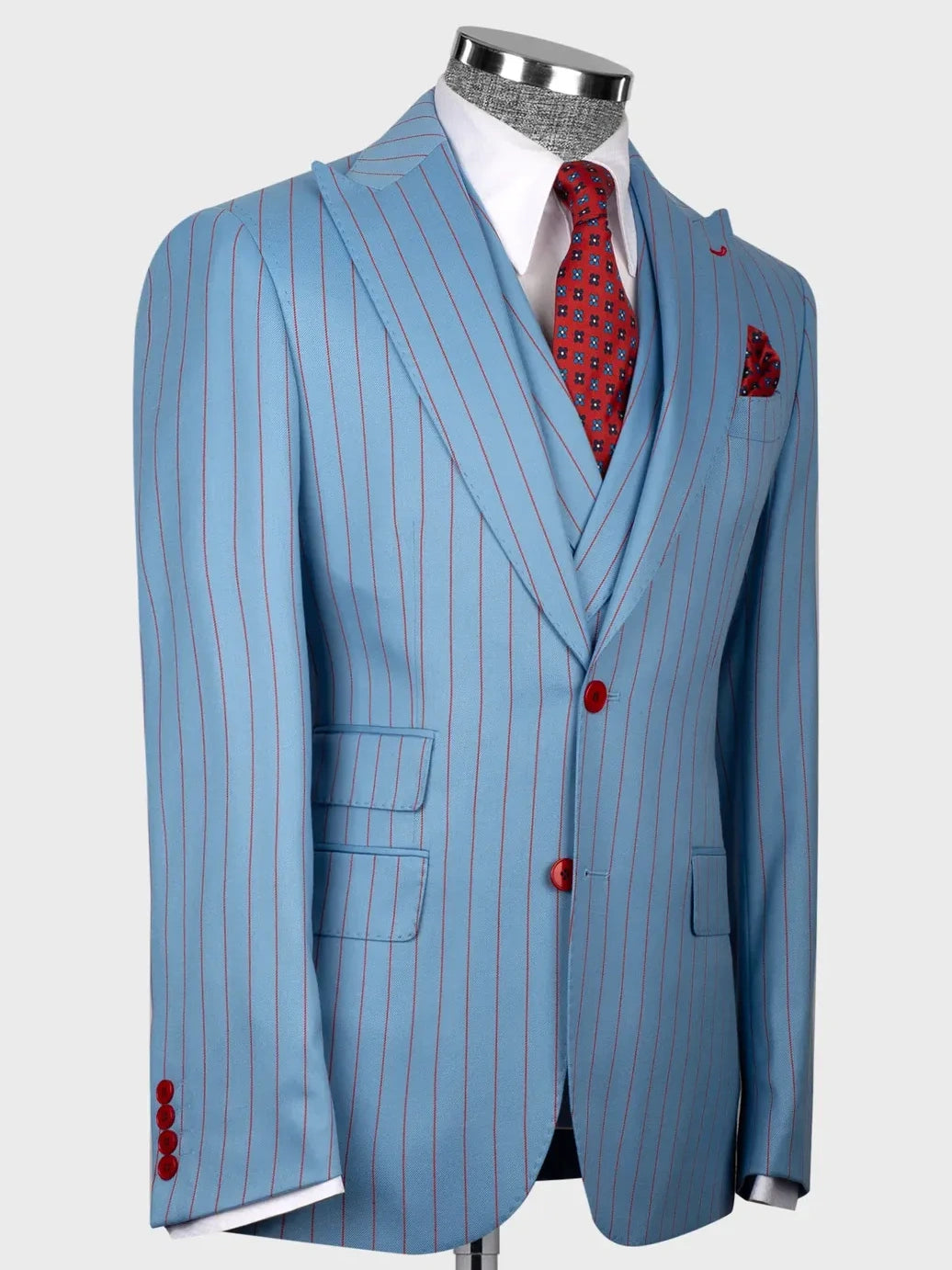 Light Blue Pinstripe Prom Suit for Men – Bold Statement Look