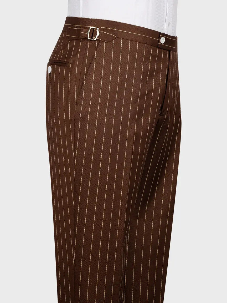 Brown Pinstripe Prom Suit for Men – Bold Statement Look