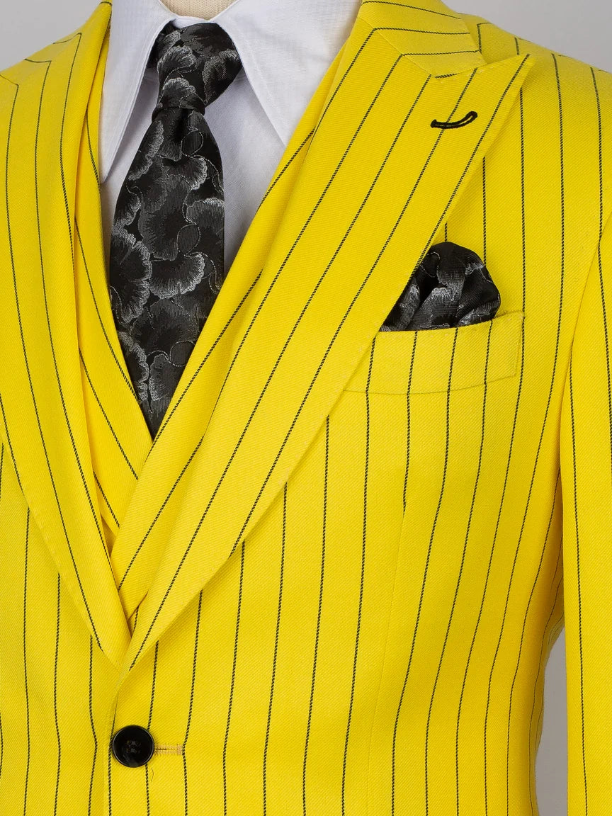 Yellow Pinstripe Prom Suit for Men – Bold Statement Look