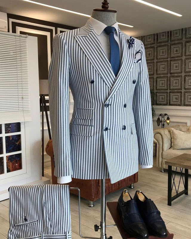 Striped Double-breasted 2-piece Suit