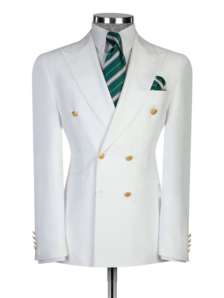 Double-breasted 2-piece Suit in White