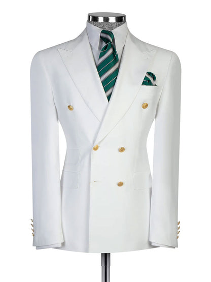 Double-breasted 2-piece Suit in White