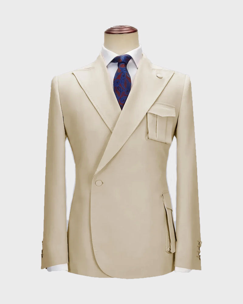 One-button Peak Lapel 2-piece Suit