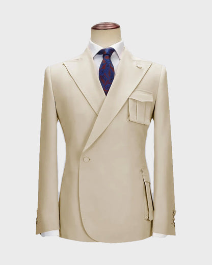One-button Peak Lapel 2-piece Suit