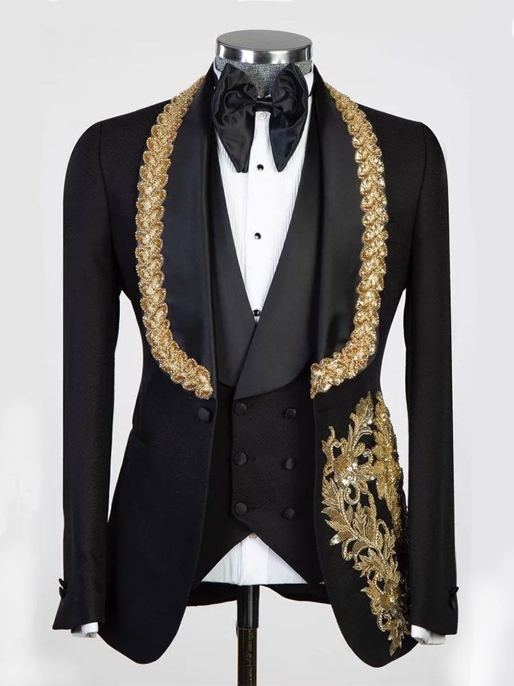Men's 3-piece Tuxedo with Appliques