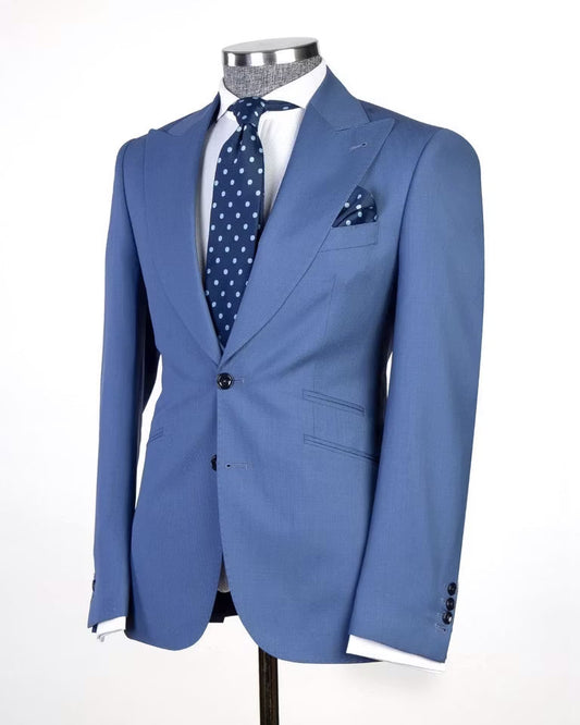 Men's Peak Lapel 3-piece Suit in Blue
