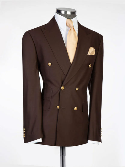 Double-breasted 2-piece Suit in Brown