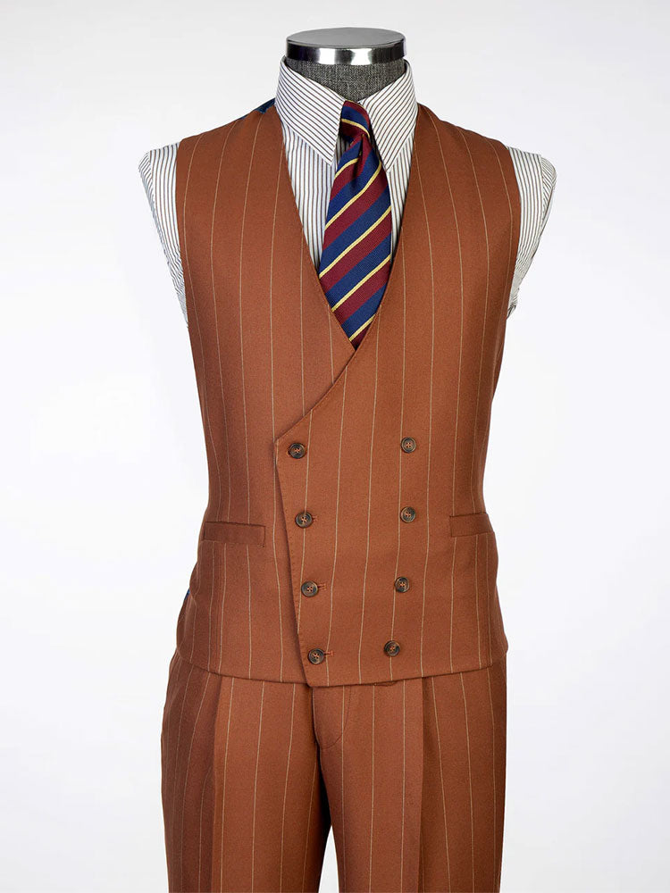 Men's Striped Peak Lapel 3-piece Suit