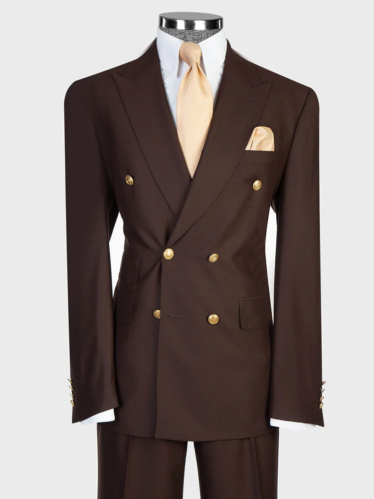 Double-breasted 2-piece Suit in Brown