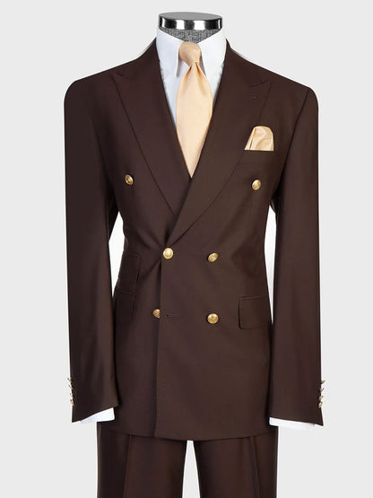Double-breasted 2-piece Suit in Brown