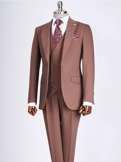 One-button Peak Lapel 3-piece Suit