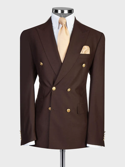 Double-breasted 2-piece Suit in Brown