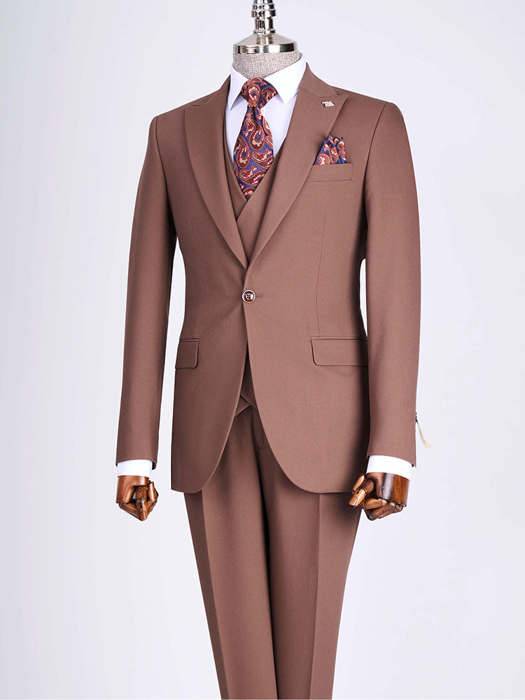 One-button Peak Lapel 3-piece Suit