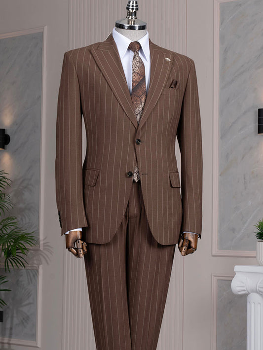 Men's Striped Single-breasted 2-piece Suit