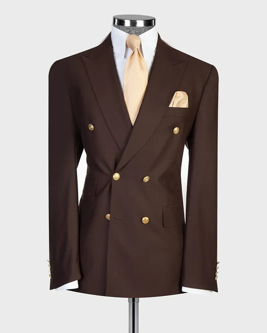 Double-breasted 2-piece Suit in Brown