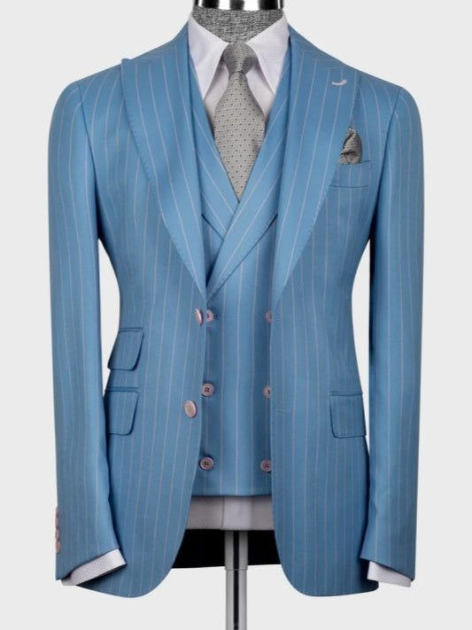 Blue Striped 3 piece Suit for Men – Bold Statement Look