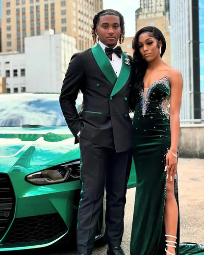 Black 2-piece double-breasted Shawl Lapel Tuxedo