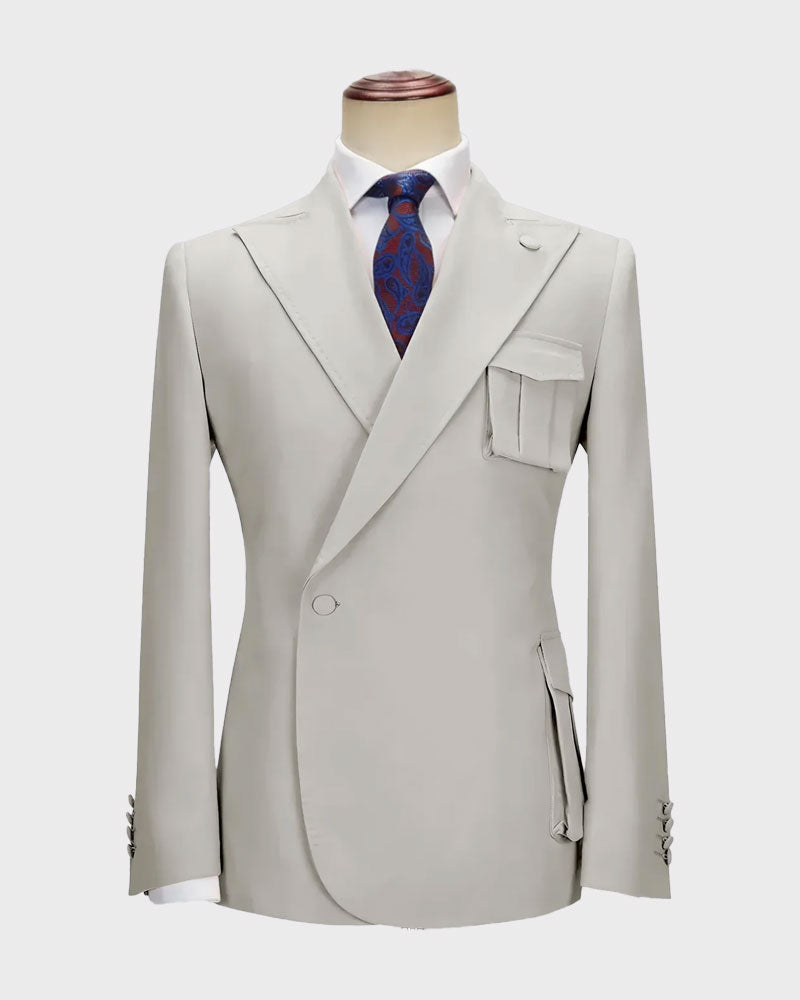 One-button Peak Lapel 2-piece Suit