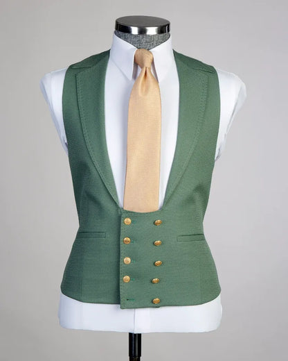 Mint Green 3-piece Single-breasted Peak Lapel Suit
