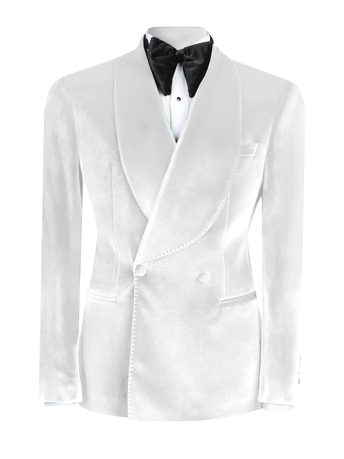 White Velvet Tuxedo Suit for Men – Luxury Prom & Wedding Slim Fit Suit