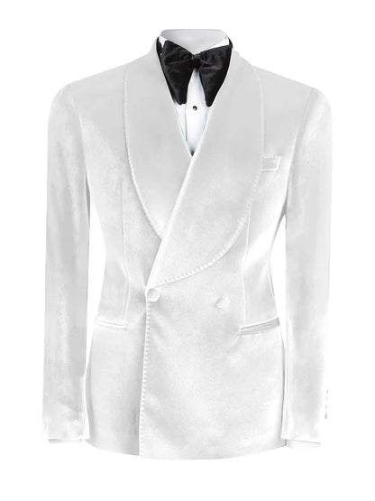 White Velvet Tuxedo Suit for Men – Luxury Prom & Wedding Slim Fit Suit