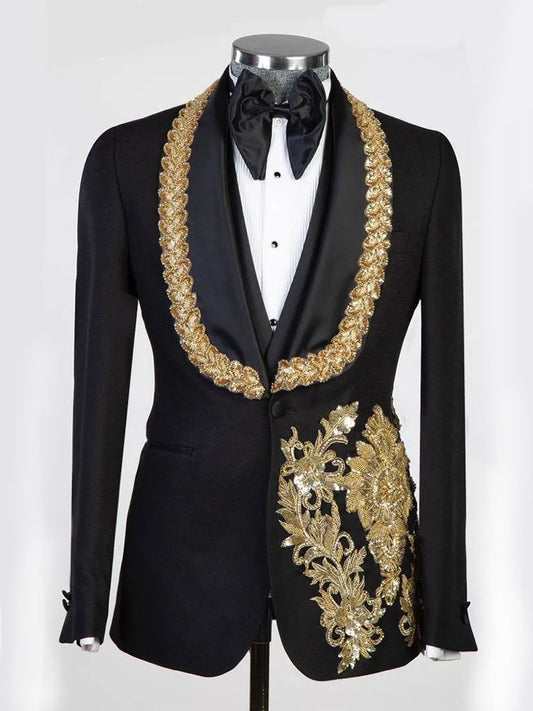 Men's 3-piece Tuxedo with Appliques