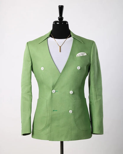 Linen Double-breasted 2-piece Suit