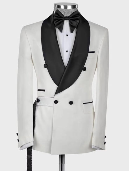 White 2-piece 3-button Shawl Lapel suit