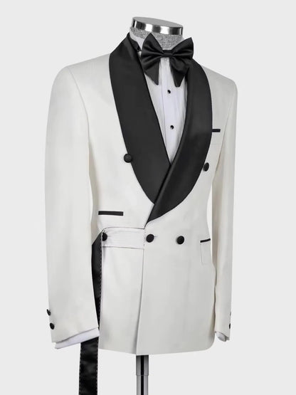 White 2-piece 3-button Shawl Lapel suit