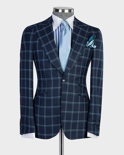 Men's Plaid Peak Lapel 3-piece Suit
