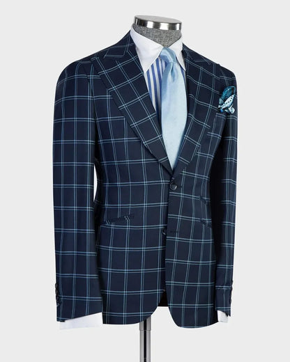 Men's Plaid Peak Lapel 3-piece Suit