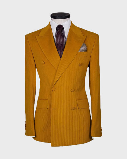 Corduroy 2-Piece Double Breasted Peak Lapel Suit
