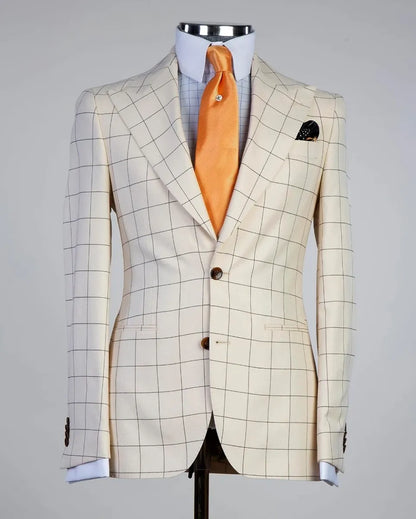 Plaid Peak Lapel 3-piece Suit