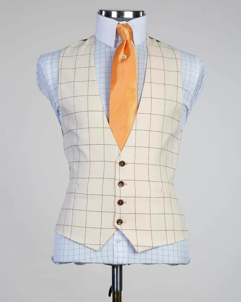 Plaid Peak Lapel 3-piece Suit