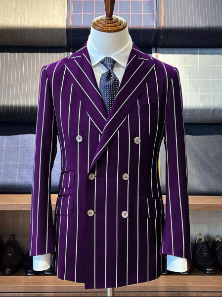 Purple Striped Prom Suit for Men – Elegant 2-Piece Look