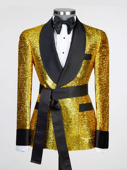 Yellow Belted 2-piece Blazer Tuxedo