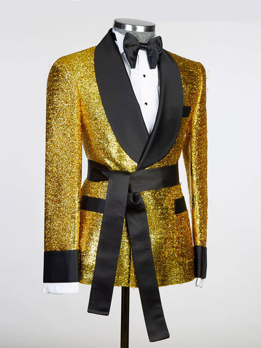 Yellow Belted 2-piece Blazer Tuxedo