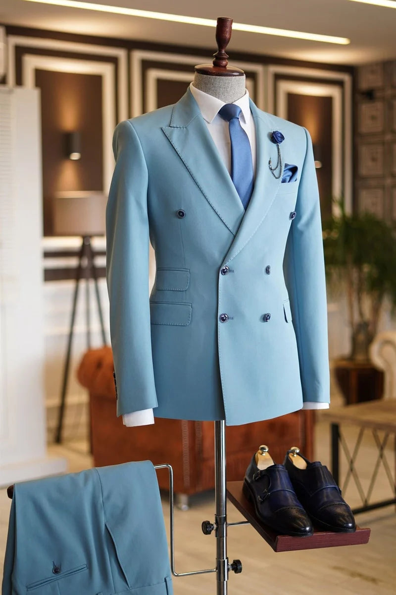 Double-breasted Peak Lapel 2-piece Suit