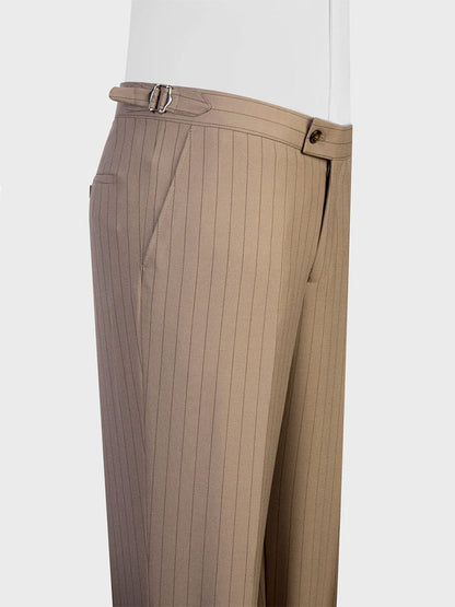 Light Brown Striped 2 piece Double-breasted Peak Lapel suit