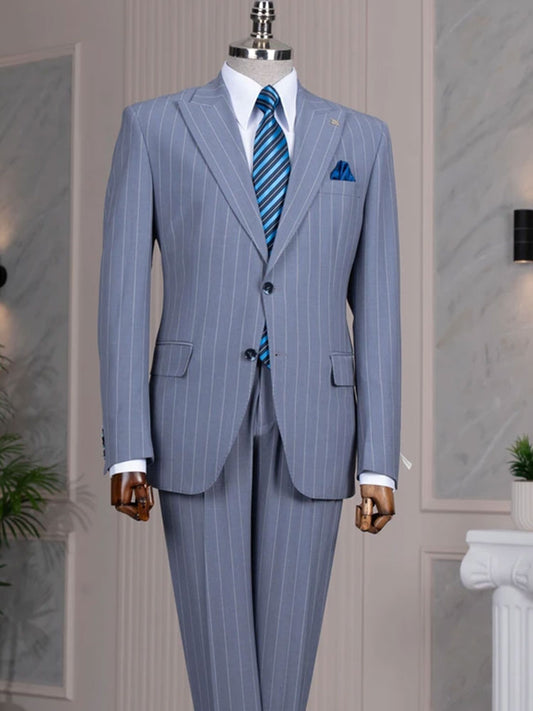 Striped Peak Lapel 2-piece Suit