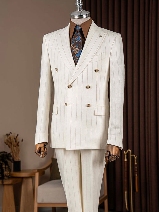 Striped Double-breasted 2-piece Suit