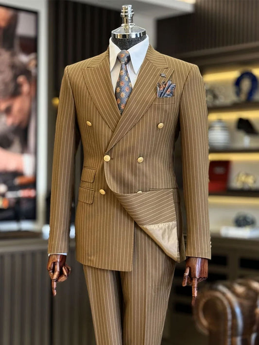 Striped Double-breasted 2-piece Suit