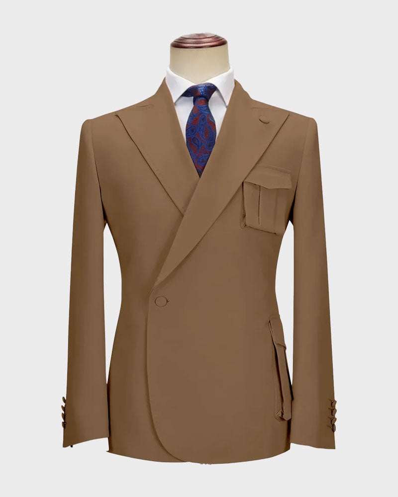 One-button Peak Lapel 2-piece Suit