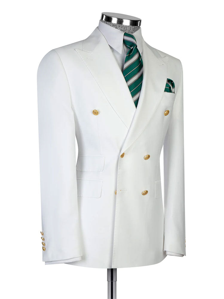 Double-breasted 2-piece Suit in White