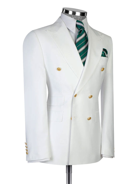 Double-breasted 2-piece Suit in White