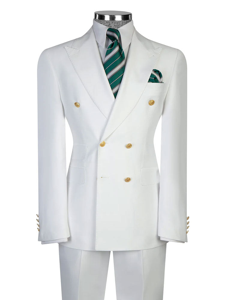 Double-breasted 2-piece Suit in White