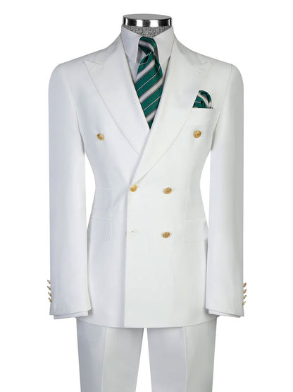 Double-breasted 2-piece Suit in White