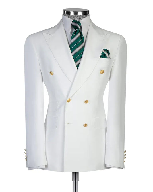 Double-breasted 2-piece Suit in White