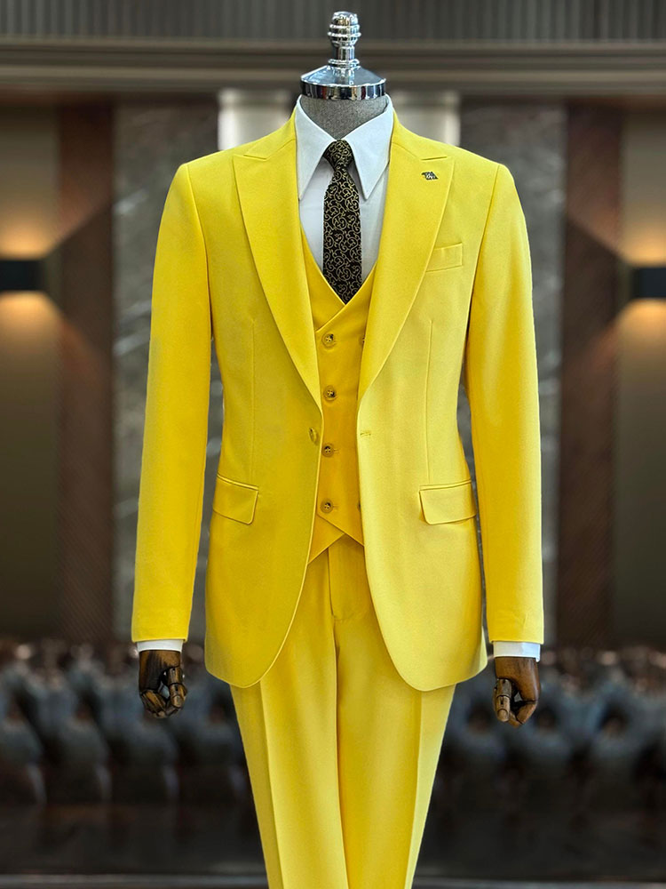 One-button Peak Lapel 3-piece Suit